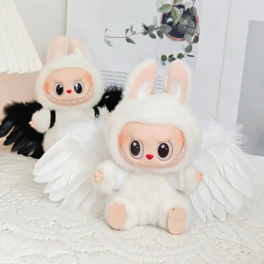 DIY Mini Dolls Wearable Feather Wings - Black & White - 15-17cm - Labubu