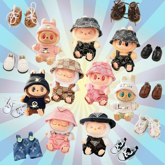 Adorable Labubu Doll Clothes - Fashion Overalls for 15/17cm Plush Dolls