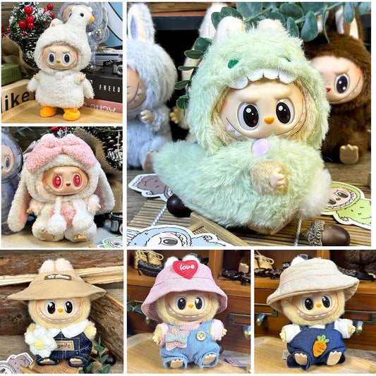 For Labubu Clothes Outfit Fashion Doll Clothing Leisure Suit For Labubu V1 V2 15-17cm Cute Mini Clothes Doll Accessories Gifts