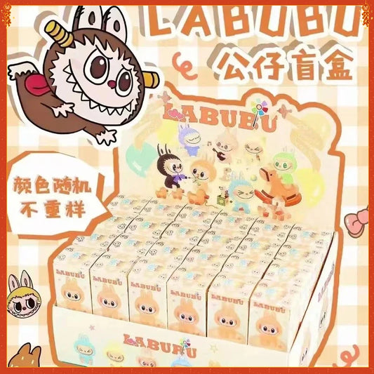 48pcs Cartoon Labubu Resin Plush Blind Box Backpack Pendant Macron Labubu Mysterious Box Cute Decoration Children Birthday Gift