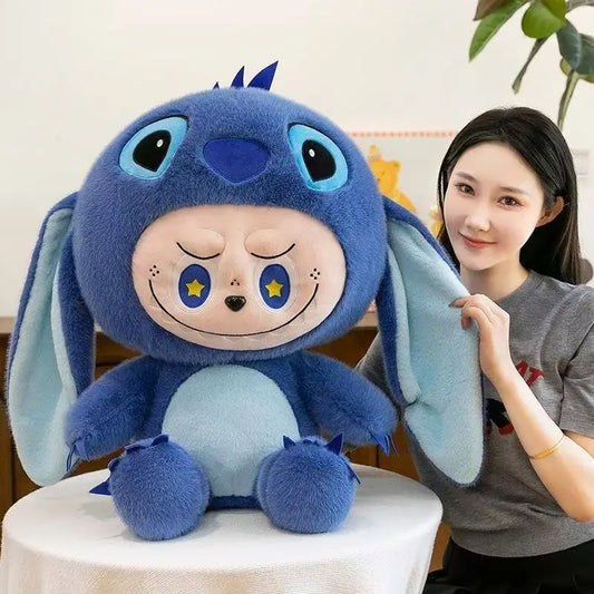 30-50cm Cute Labubu Anime Plush Toys Cos Stitch Big Ear Cross-dressing Stuffed Plush Dolls Sofa Decor Girly Heart Gifts Birthday
