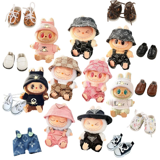 Adorable Labubu Doll Clothes - Fashion Overalls for 15/17cm Plush Dolls