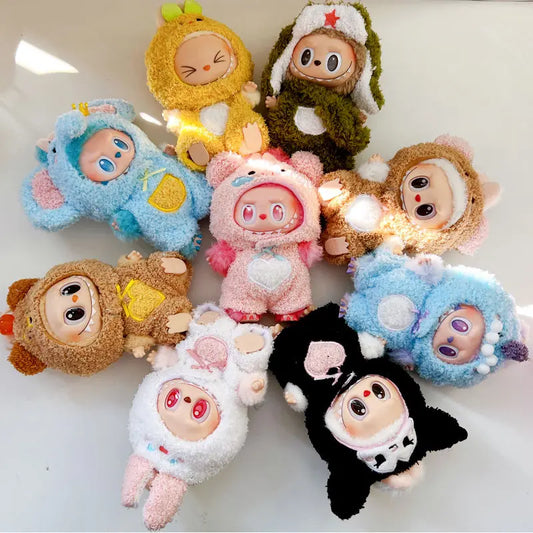 15cm/17cm Labubu Doll Clothes Sitting Party V1 V2 V3 Generation Outfit Cloud Fleece Set Gift for Labubu Fan